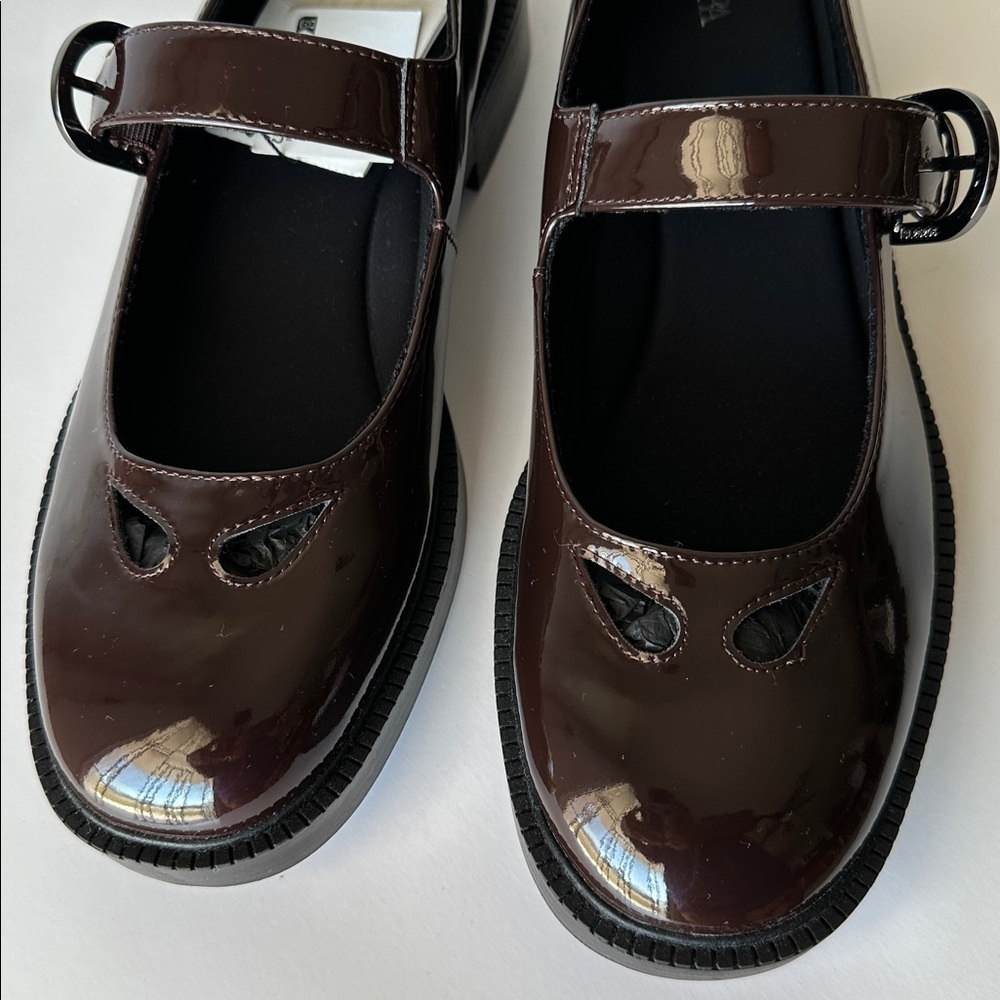 Zara Women’s Platform Mary Jane Shoes Size 8 Color Burgundy - Picture 4 of 17